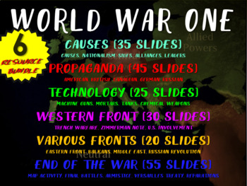 Preview of . WORLD WAR ONE UNIT (ALL 6 PARTS of the 215 slide PPT) textual visual engaging