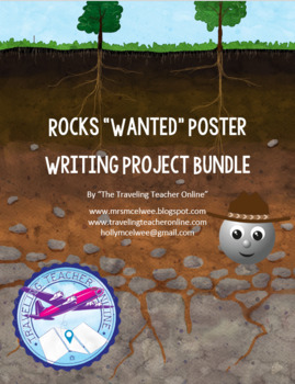 Preview of "Wanted" Poster Types of Rocks Writing Project Bundle
