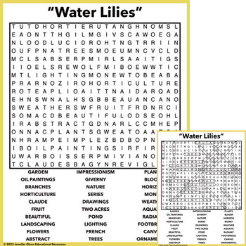 Preview of "Water Lilies" Word Search