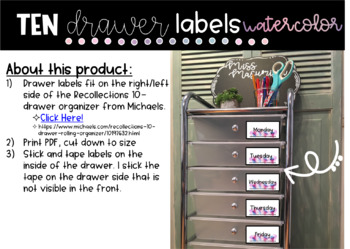 Watercolor 10 Drawer Labels By Future In Fourth Tpt