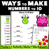 Ways to Make Number Pairs to 10 Decomposing Activities Wor