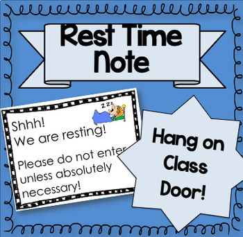 Preview of "We Are Resting!"  Rest/Nap Time Sign for Door!