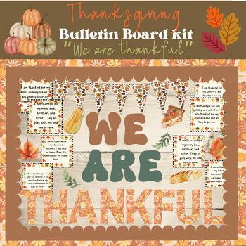 Preview of "We Are Thankful" Thanksgiving Bulletin Board Kit Letters, Borders, and Banners