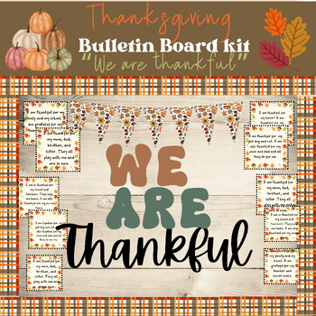 Preview of "We Are Thankful" Thanksgiving Fall Bulletin Board Kit Letters Borders Banners