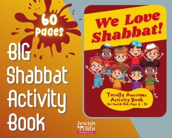 Preview of "We Love Shabbat!" Big Activity Book for Jewish Children - 60 Pages