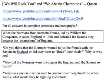 Preview of Norman Conquest "We Will Rock You" & "We are the Champions" - writing prompt