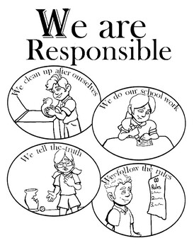 "We are Responsible" PBIS Coloring Page (PDF) by Susan Boyle | TpT