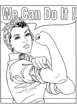 Preview of "We can do it" coloring page. Women's history month