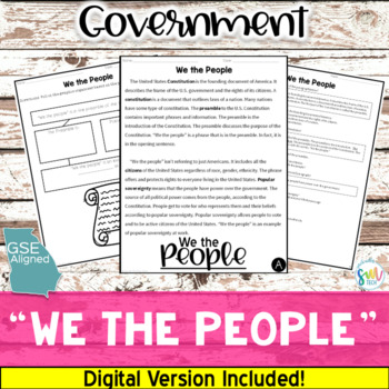 Preview of "We the People" Digital Differentiated Reading | DISTANCE LEARNING (SS4CG1b)