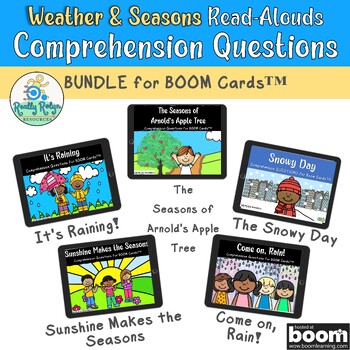 Preview of "Weather & Seasons" Stories Comprehension Questions BUNDLE for Boom Cards