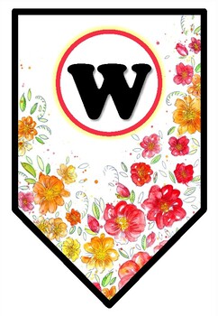 Preview of 'Welcome' Pennant Banner, Spring, Flower Bulletin Board Letters
