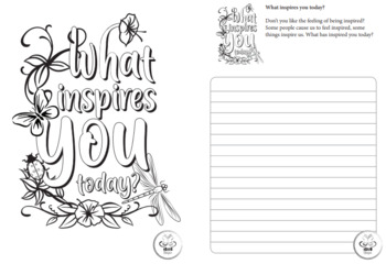 Preview of "What Inspires you?" Colouring Journal Page