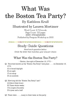 Preview of “What Was the Boston Tea Party?” by Kathleen Krull; Study Guide Quiz