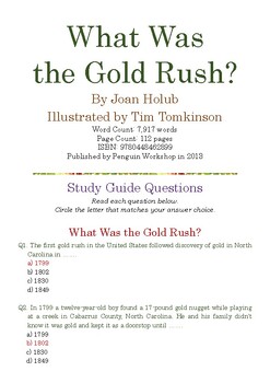 Preview of “What Was the Gold Rush?” by Joan Holub; Multiple-Choice Quiz w/Answer Key