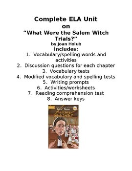 Preview of "What Were the Salem Witch Trials?" by Joan Holub Unit