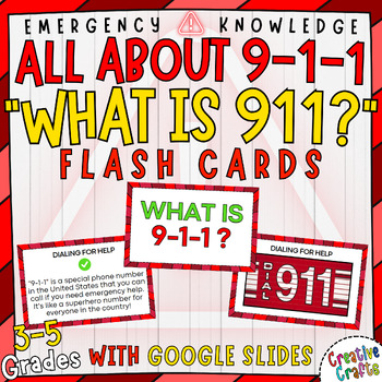Preview of "What is 911?" Emergency Knowledge for 3-5 Grades Facts about 9-1-1 Flash Cards