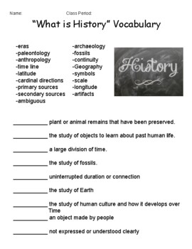 history essay vocabulary