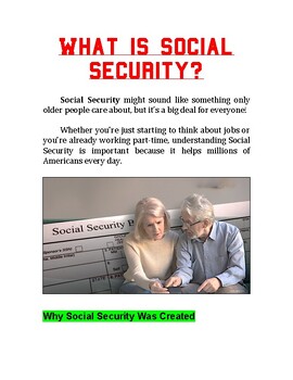Preview of "What is Social Security?" + Multiple Choice Worksheet (Financial Literacy)