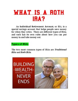 Preview of "What is a Roth IRA?" + Multiple Choice Worksheet (Personal Financial Literacy)