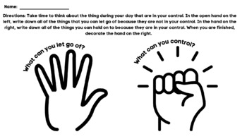 Preview of "What is in your Control" SEL Worksheet