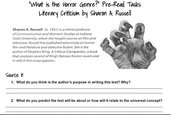 Preview of "What is the Horror Genre" Multiple Reads Activity