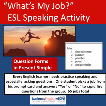 Preview of "What's My Job?" speaking activity