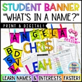 Student Name Banner Back To School Activity