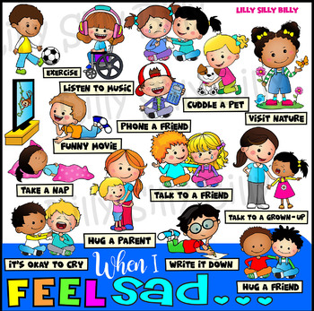 Preview of "When I feel sad I...." - Clipart Collection. Color & Black/white.