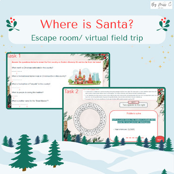Preview of "Where is Santa going?" Christmas Escape Room/ Christmas Virtual Field trip