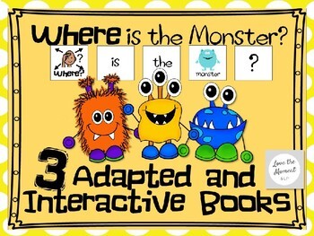 Preview of "Where is the Monster?" 3 Adapted and Interactive Books