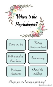 Preview of "Where is the Psychologist?" Door Sign