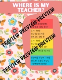 PRINTABLE " Where's my Teacher " Sign - Butterflies and Flowers