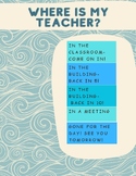 PRINTABLE BUNDLE " Where's my Teacher " Sign - Serene Waves