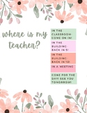 PRINTABLE " Where's my Teacher " Sign - Spring Flowers