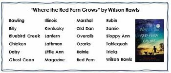 Where the Red Fern Grows Crossword Puzzle Word Search Combo