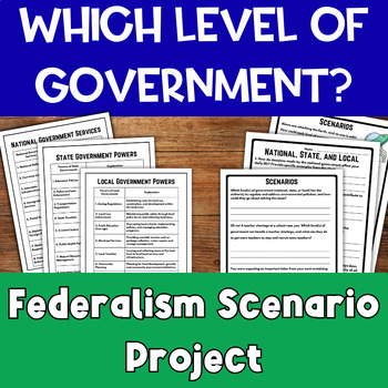Preview of "Which Level of Government is Responsible?" Scenario-Based Federalism Project