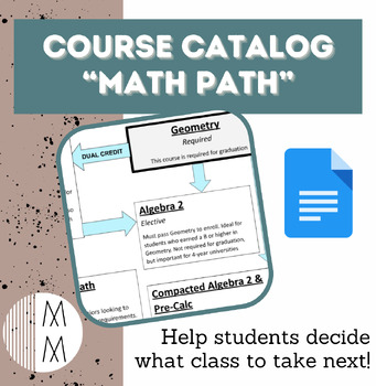 Preview of "Which Math Path is Right for Me?" Student Course Catalog Visual Flowchart