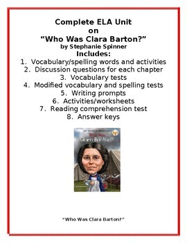 Preview of "Who Was Clara Barton?" by Stephanie Spinner Unit