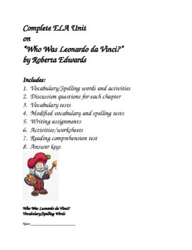 Preview of "Who Was Leonardo da Vinci?" by Roberta Edwards Unit