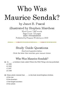 Preview of “Who Was Maurice Sendak?” by Janet B. Pascal; Multiple-Choice Study Guide Quiz