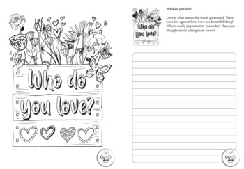 Preview of "Who do you love?" Coloring Journal Page