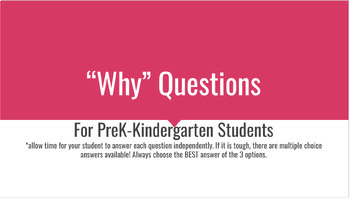 Preview of "Why" Questions for PreK-Kindergarten Students