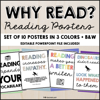 Preview of Benefits of Reading Posters for Classroom or Library - Language Arts Posters