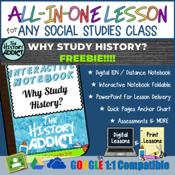 Preview of ⭐Why Study History Interactive Notebook & Distance Learning Lesson Set FREEBIE!⭐
