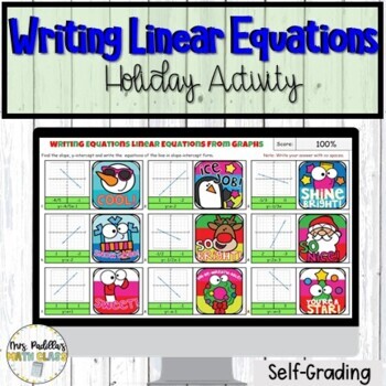 Preview of  Winter | Christmas Math Activity Writing Linear Equations Given the Graph 