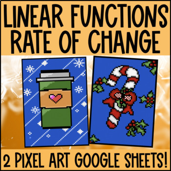 Preview of [Winter] Linear Equations in Slope Intercept Form Digital Pixel Art Google Sheet