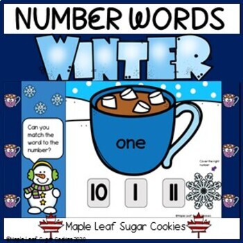 Preview of ** Winter Number Words 1 to 12 ** Matching * Google Slides * January Games