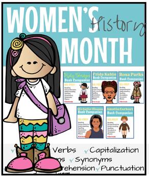 Preview of {Winter} Women's History Month {Task Cards Skills + Reading Comprehension}
