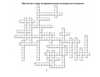 With the Fire on High﻿ by Elizabeth Acevedo Vocabulary List 5 Crossword