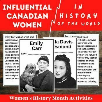 Preview of Women's History Month Canada Easy Readers ENGLISH and FRENCH Reading Passages.